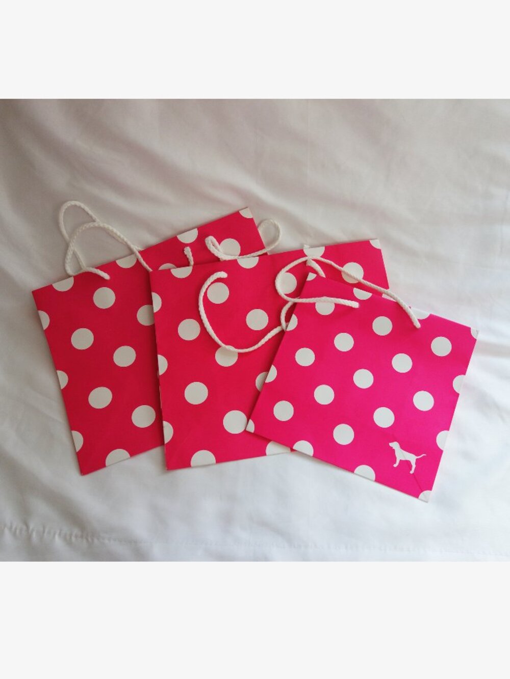 Victoria's Secret PINK Pack of 3 Polka dot Shopping Bags S/M NEW!